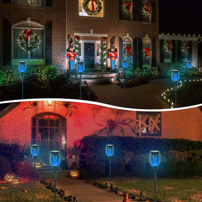 Premium 4-Pack Solar Torch Lights with Flickering Flame - 99 LEDs Outdoor Decor, IP65 Waterproof Garden Lights for Halloween and Yard Decoration
