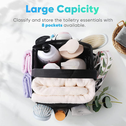 Portable Mesh Shower Caddy with 8-Pocket Large Capacity for College Dorms, Beach, Swimming, Gym, and Travel Essentials