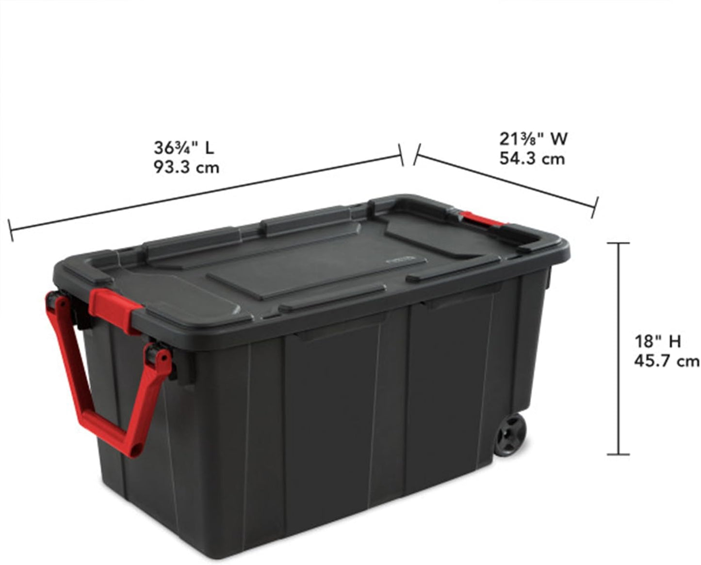 Sterilite 40GA Wheeled Black Tote with Indented Design, Model 14699002