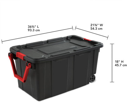 Sterilite 40GA Wheeled Black Tote with Indented Design, Model 14699002