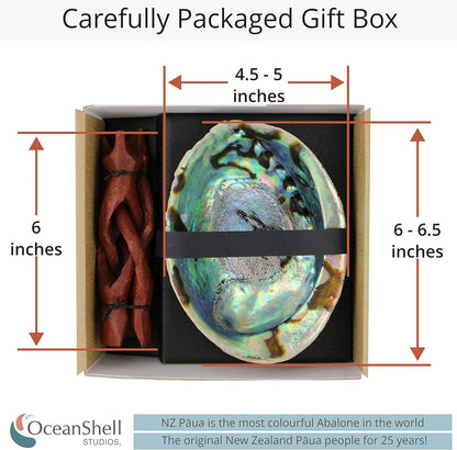 Natural Abalone Shell with Stand, 6-6.5 Inches - Ideal for Smudging, Home Cleansing, Meditation, Shell Crafts, and Incense Holding - 100% Natural and Sustainably Sourced by Ocean Shell Studios NZ