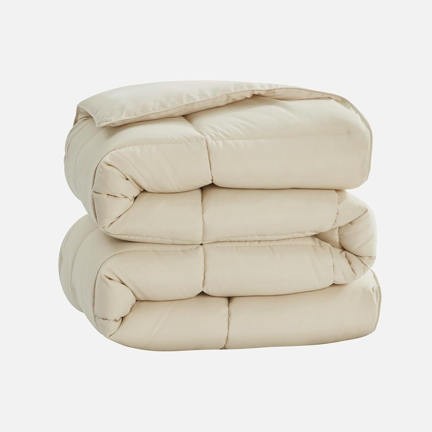 King Size Beige Down Alternative Comforter - Lightweight Quilted Bedding for All Seasons