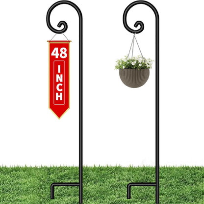 48-Inch Heavy-Duty Shepherd Hooks - Set of 2, No Assembly Required, Ideal for Garden Plants, Bird Feeders, Lanterns, and Wedding Decor