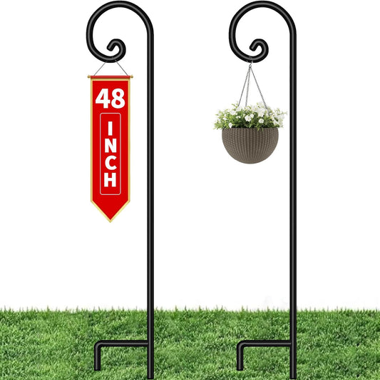 48-Inch Heavy-Duty Shepherd Hooks - Set of 2, No Assembly Required, Ideal for Garden Plants, Bird Feeders, Lanterns, and Wedding Decor