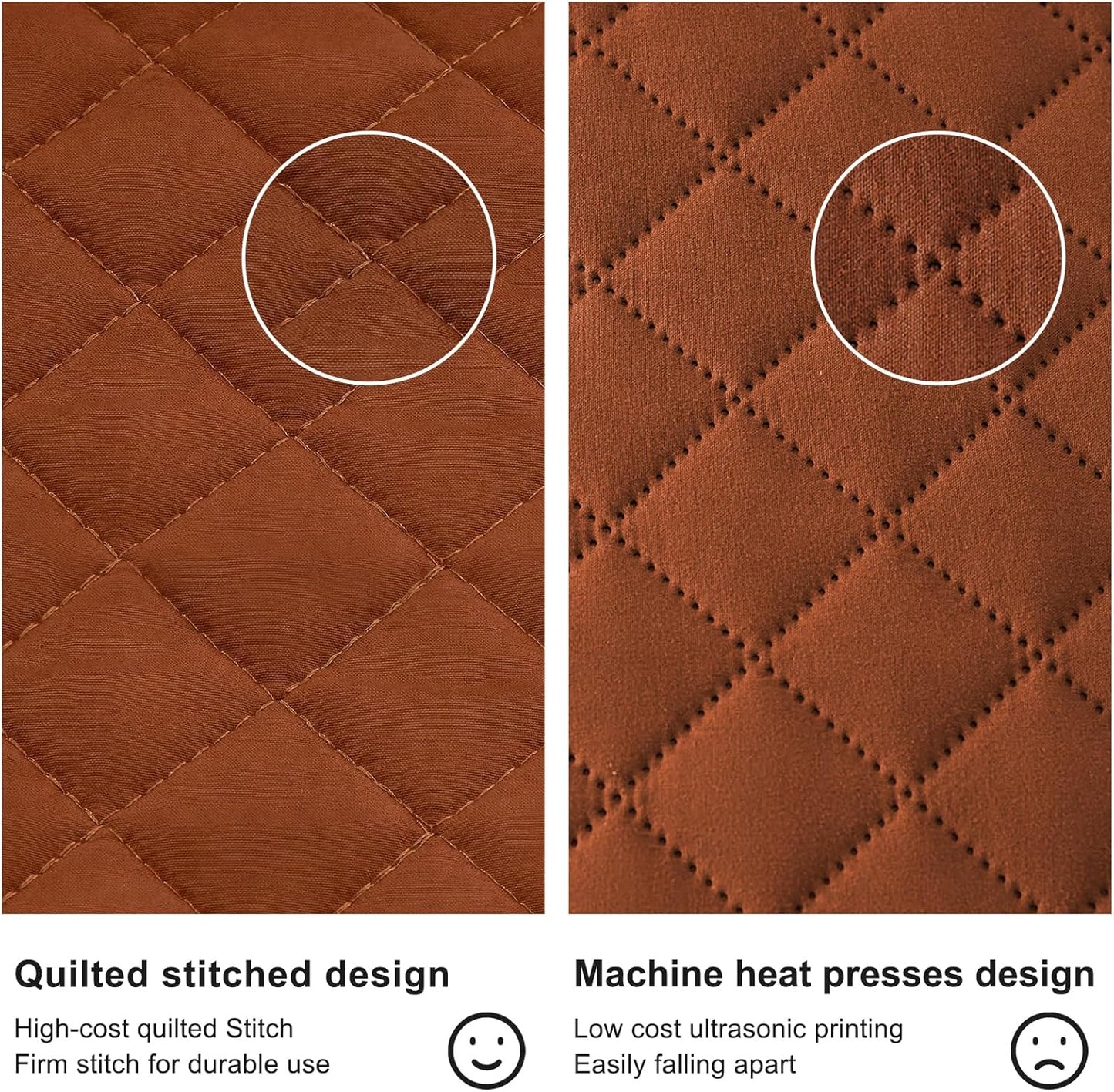 King Size Brunt Orange Quilt Set - Lightweight Reversible Comforter Bedspread with Rust Diamond Quilting, Includes 1 Quilt and 2 Pillow Shams, Ideal for All Seasons