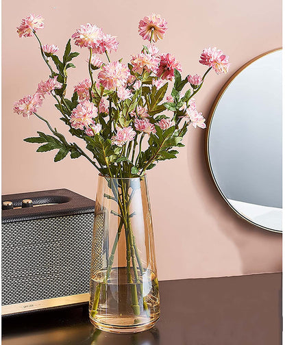 Contemporary Amber Crystal Glass Vase for Home and Office Decor