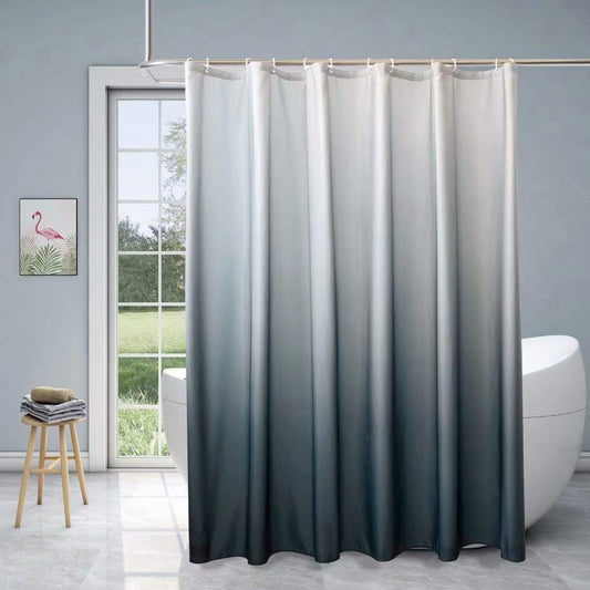 Grey Ombre Water-Resistant Shower Curtains for Bathroom - Decorative Curtain Set with 12 Hooks, 70 x 84 Inches