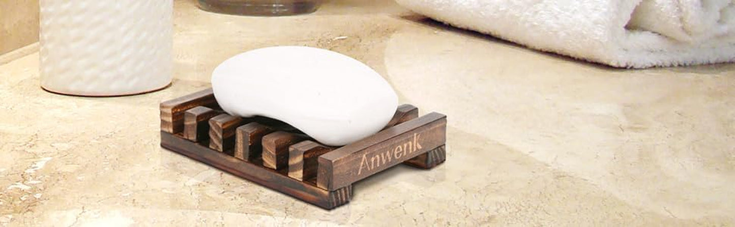 Wooden Soap Dish and Holder Tray for Bathroom and Kitchen - Handcrafted Rectangular Design for Soap, Sponges, and More (1 Pack)