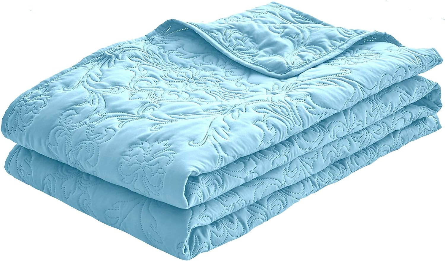 Sophia and William 3-Piece Reversible Microfiber Quilt Set for Queen/Full Size Beds, Includes 1 Quilt and 2 Pillow Shams, Lightweight, Cozy, and Hypoallergenic in Light Blue