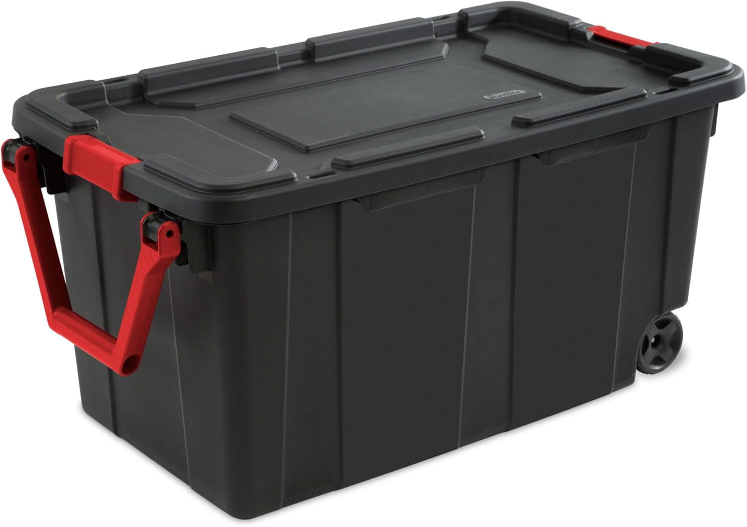 Sterilite 40GA Wheeled Black Tote with Indented Design, Model 14699002