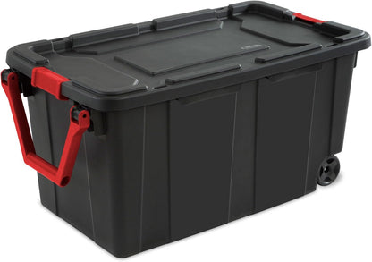 Sterilite 40GA Wheeled Black Tote with Indented Design, Model 14699002