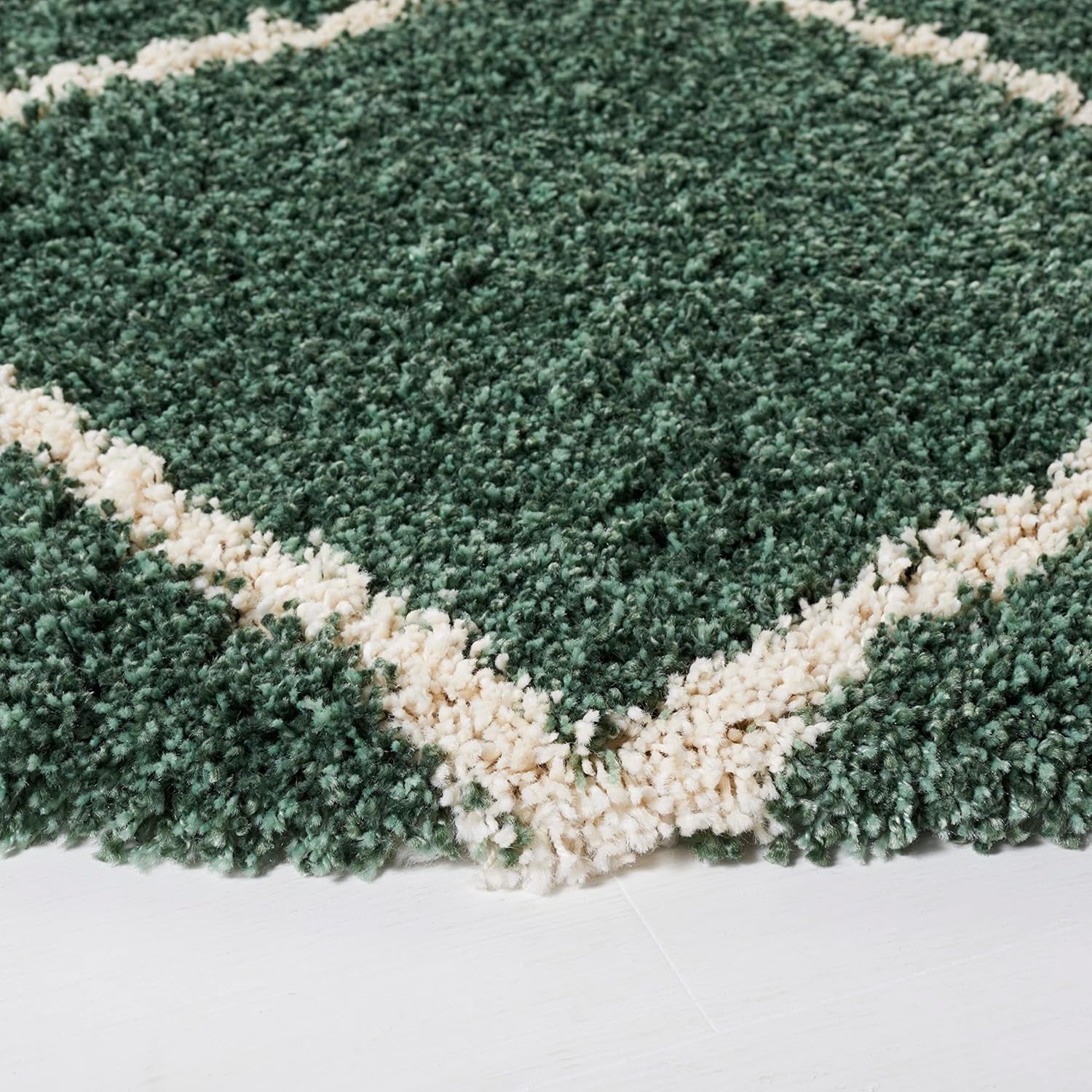 SAFAVIEH Hudson Shag Collection 7' Square Area Rug in Green & Ivory, Modern Trellis Design, Non-Shedding, Easy Care, 2-Inch Thickness, Ideal for High Traffic Areas in Living Room and Bedroom (SGH281Y)