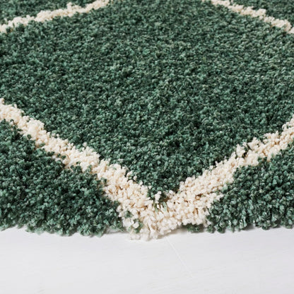 SAFAVIEH Hudson Shag Collection 7' Square Area Rug in Green & Ivory, Modern Trellis Design, Non-Shedding, Easy Care, 2-Inch Thickness, Ideal for High Traffic Areas in Living Room and Bedroom (SGH281Y)