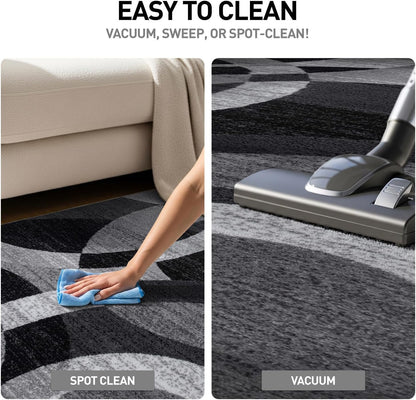Contemporary Abstract Circles Area Rug for High Traffic Spaces - 6'6" x 9', Gray