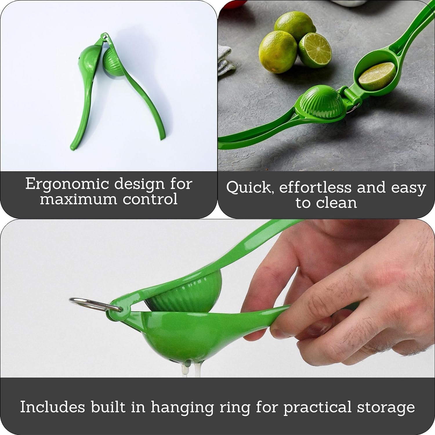 Citrus Juicer Manual Squeezer for Maximum Juice Extraction - Green Lemon/Lime Model