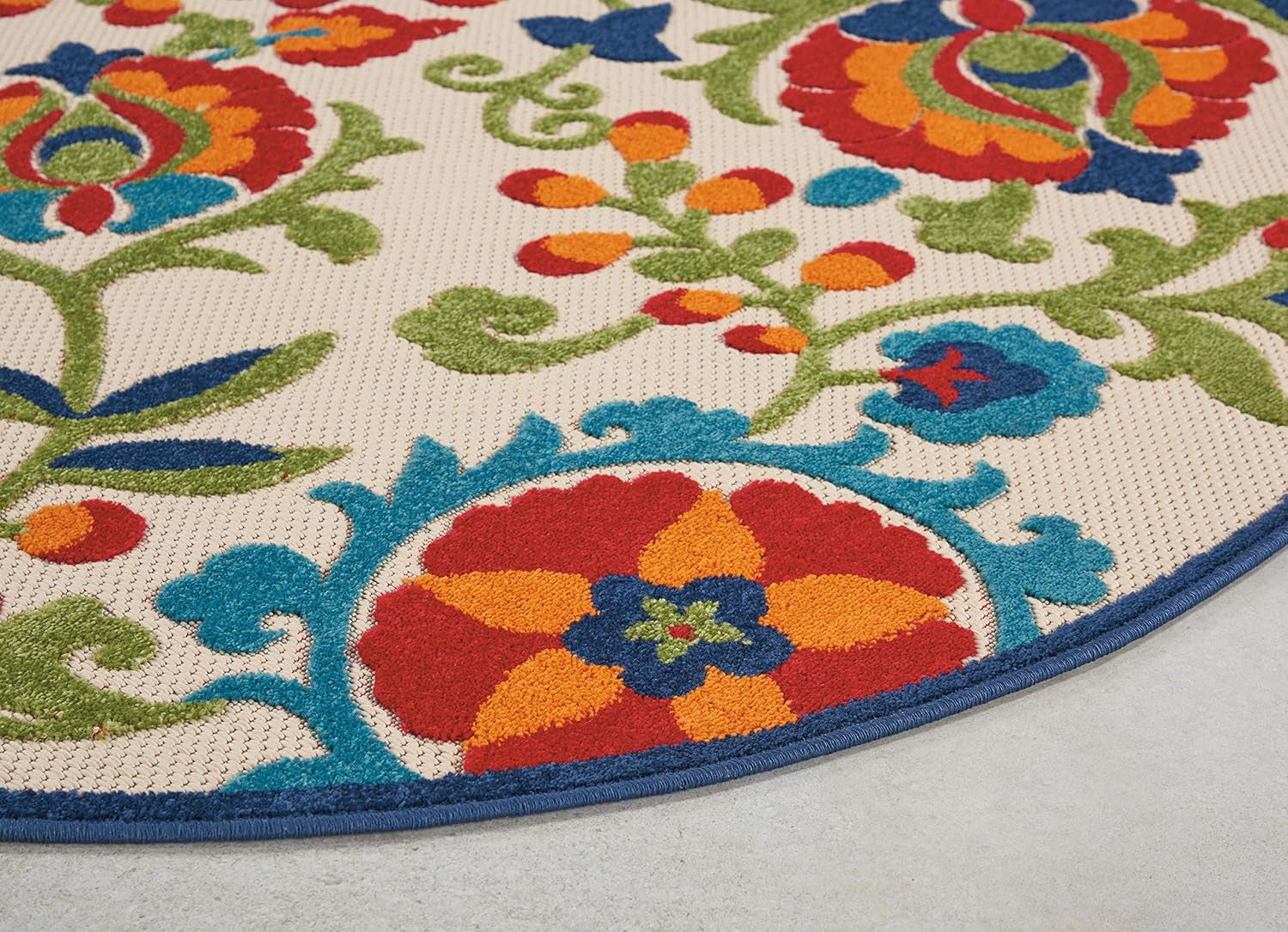 Home Aloha Multicolor 4' Round Area Rug - Easy to Clean, Non-Shedding, Ideal for Bedroom, Living Room, Dining Room, and Kitchen