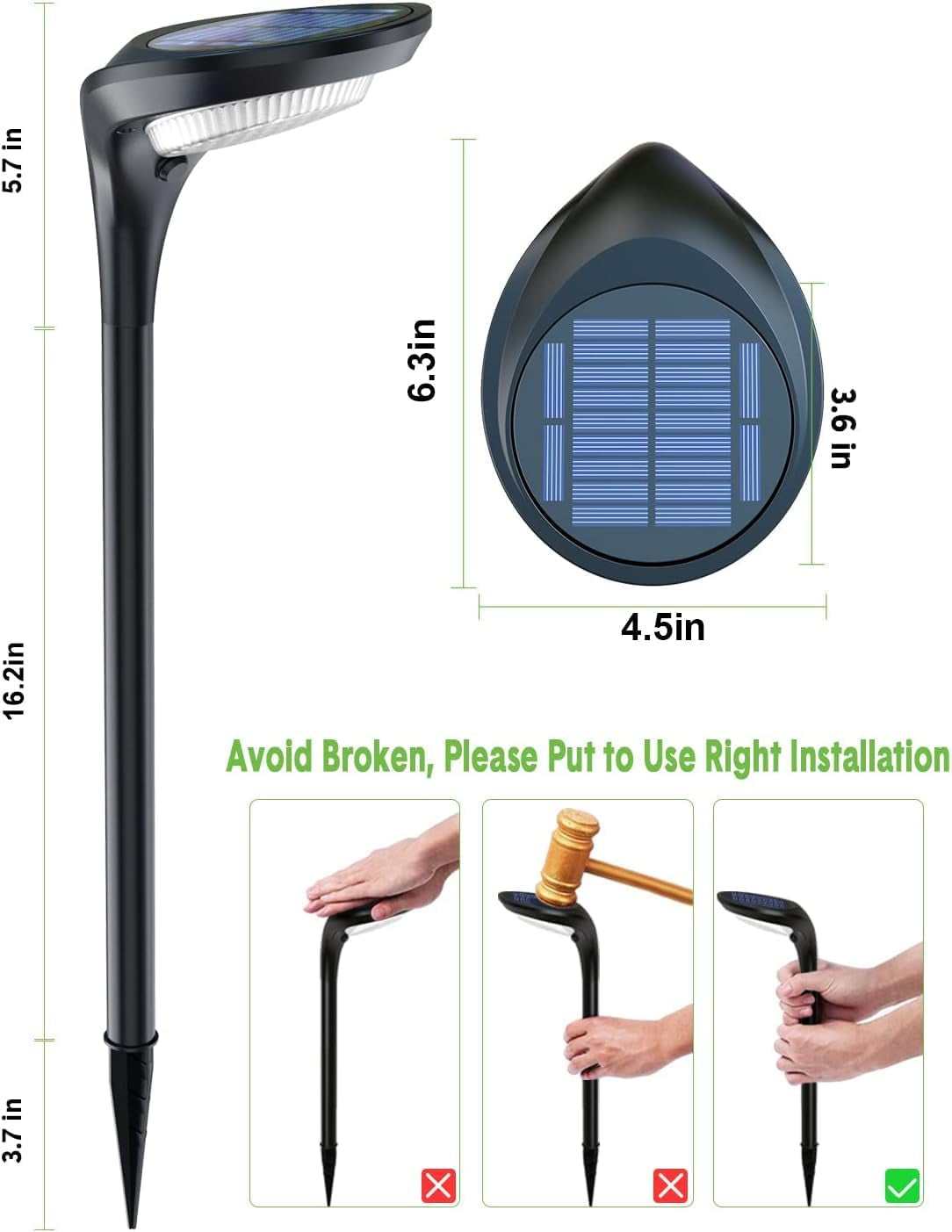 Outdoor Solar Pathway Lights - 4 Pack, 150 Lumens, Waterproof IP65, Dual Color Modes for Landscape, Walkway, Driveway, Garden, and Patio