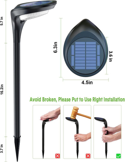 Outdoor Solar Pathway Lights - 4 Pack, 150 Lumens, Waterproof IP65, Dual Color Modes for Landscape, Walkway, Driveway, Garden, and Patio