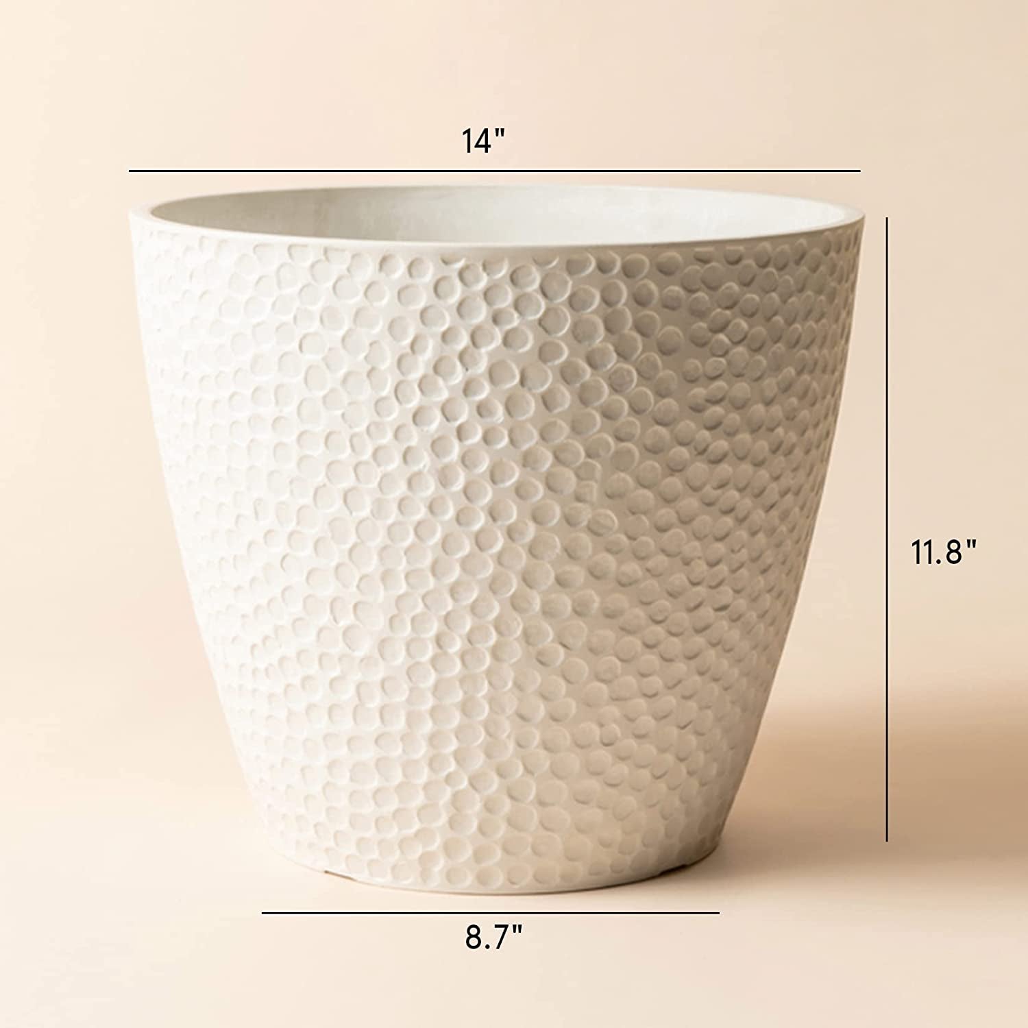 14-Inch Large Modern White Honeycomb Planter for Indoor and Outdoor House Plants