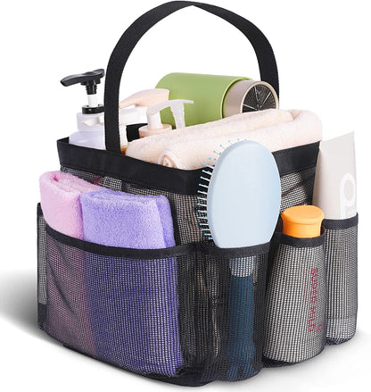 Portable Mesh Shower Caddy with 8-Pocket Large Capacity for College Dorms, Beach, Swimming, Gym, and Travel Essentials