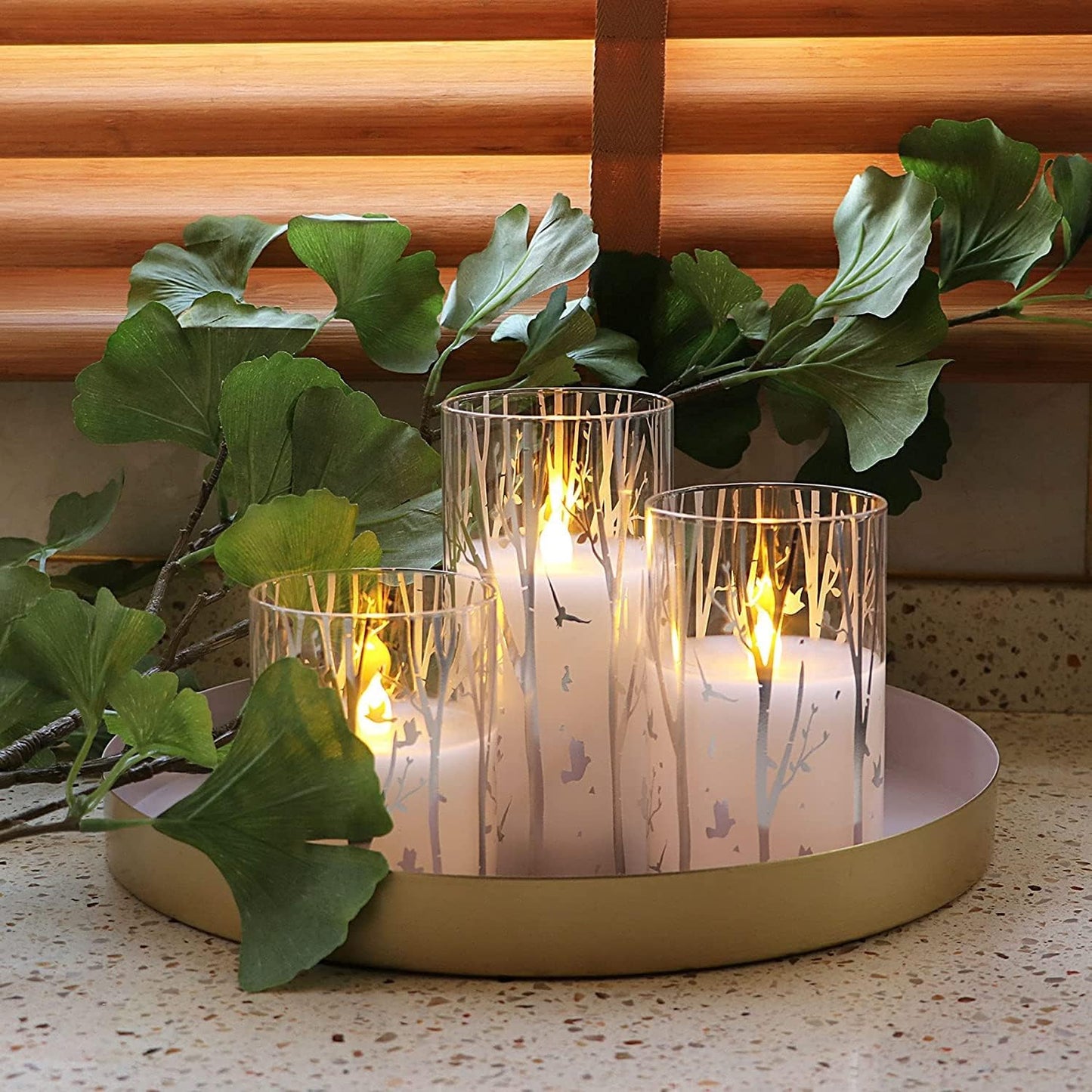 Birch Design Battery-Operated LED Flameless Pillar Candles with Timer - Spring & Summer Decor, Includes 6 Batteries