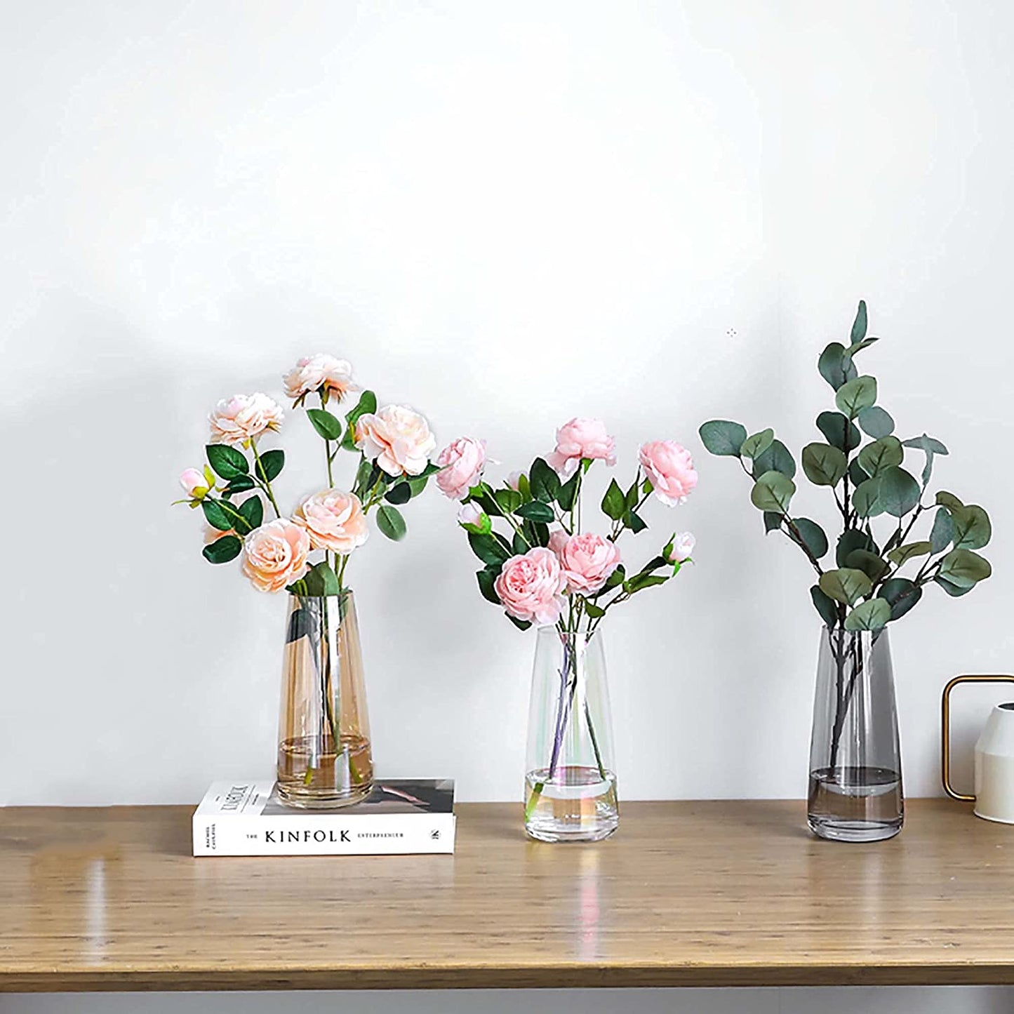 Contemporary Amber Crystal Glass Vase for Home and Office Decor