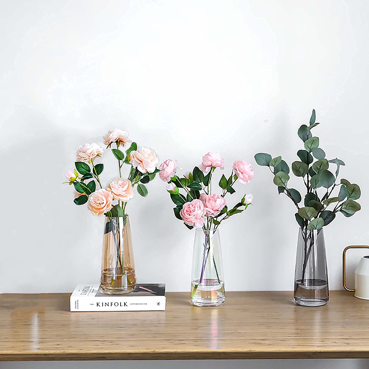 Contemporary Amber Crystal Glass Vase for Home and Office Decor