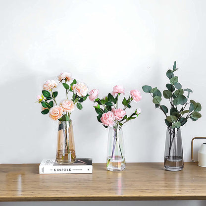 Contemporary Amber Crystal Glass Vase for Home and Office Decor