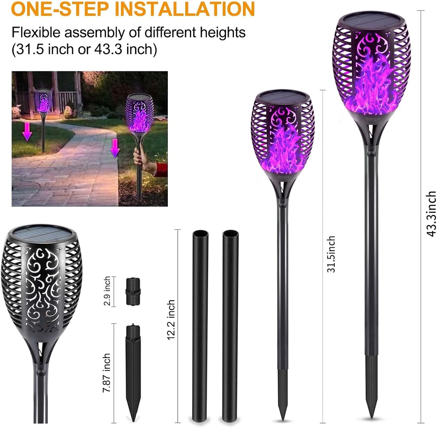 Premium 4-Pack Solar Outdoor Lights with 99 LEDs - IP65 Waterproof Purple Halloween Decorations for Garden, Patio, and Porch