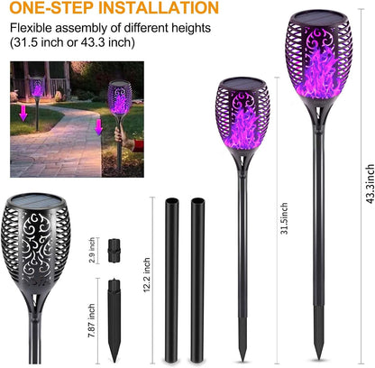 Premium 4-Pack Solar Outdoor Lights with 99 LEDs - IP65 Waterproof Purple Halloween Decorations for Garden, Patio, and Porch