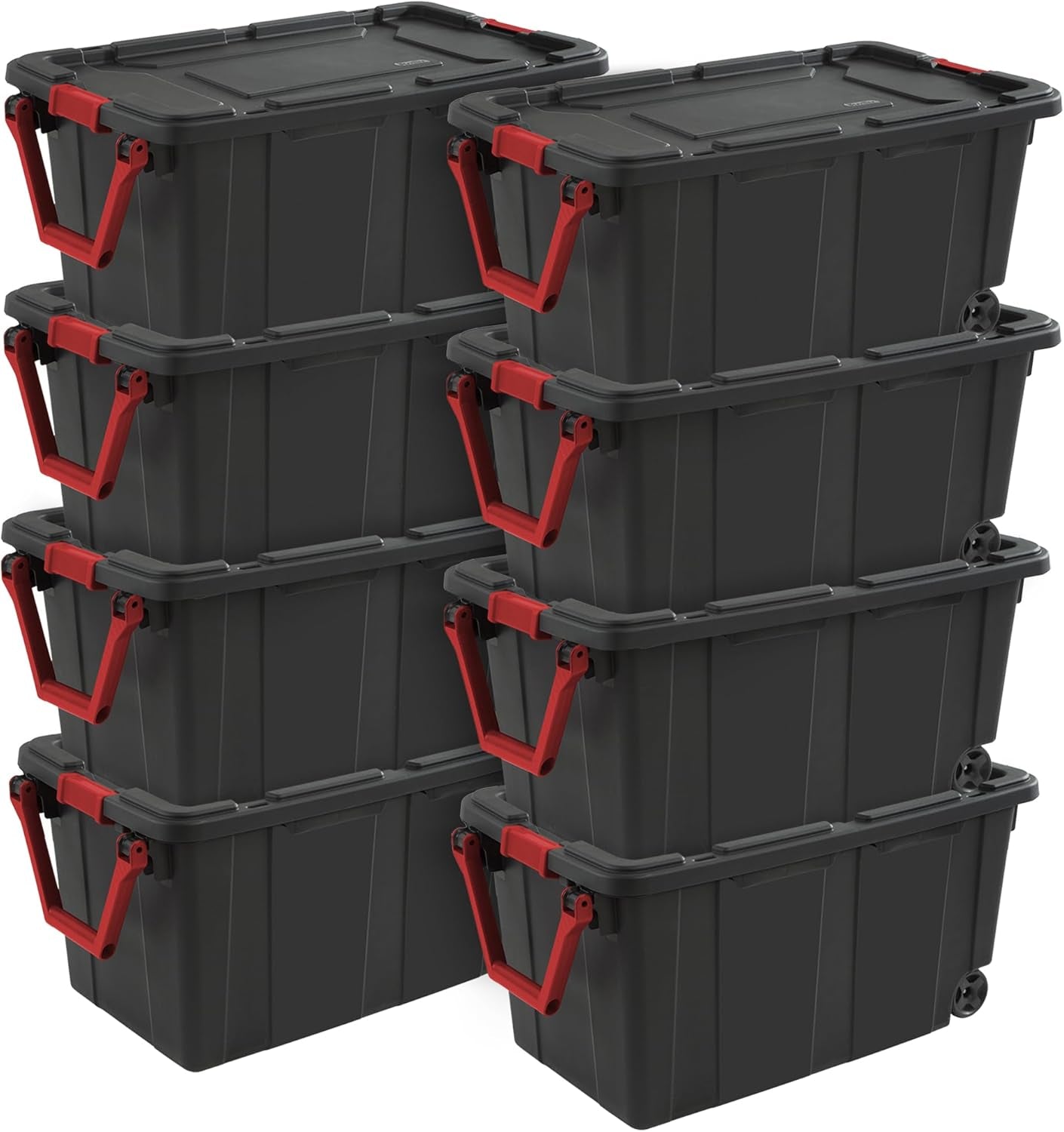 Sterilite 40GA Wheeled Black Tote with Indented Design, Model 14699002