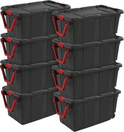 Sterilite 40GA Wheeled Black Tote with Indented Design, Model 14699002