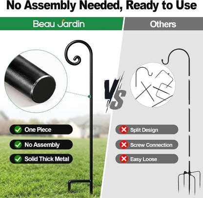 48-Inch Heavy-Duty Shepherd Hooks - Set of 2, No Assembly Required, Ideal for Garden Plants, Bird Feeders, Lanterns, and Wedding Decor